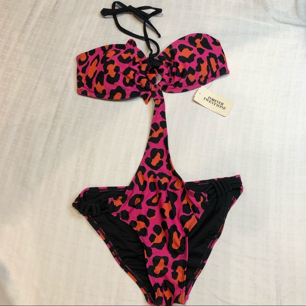 Forever 21 Pink Leopard One Piece Bathing Suit